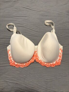 Wacoal White Bra with Coral Lace Accent